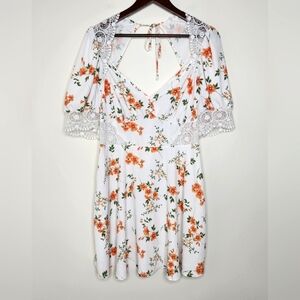 Asos White Floral Crochet Trim Sweetheart Neckline Mini Dress Sz10 Coquette Girl